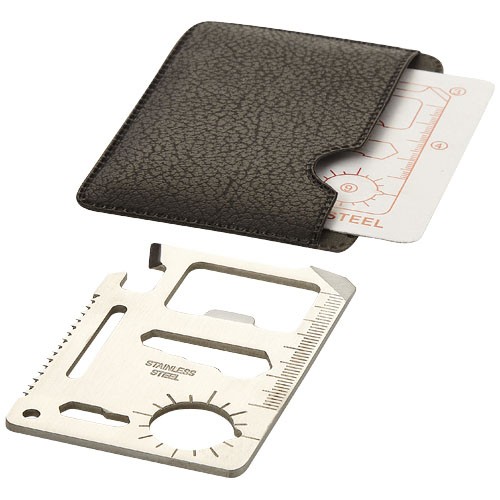 Carte personnalisable multifonctions 15 outils Saki Sous pochette en PU.  Acier inoxydable.