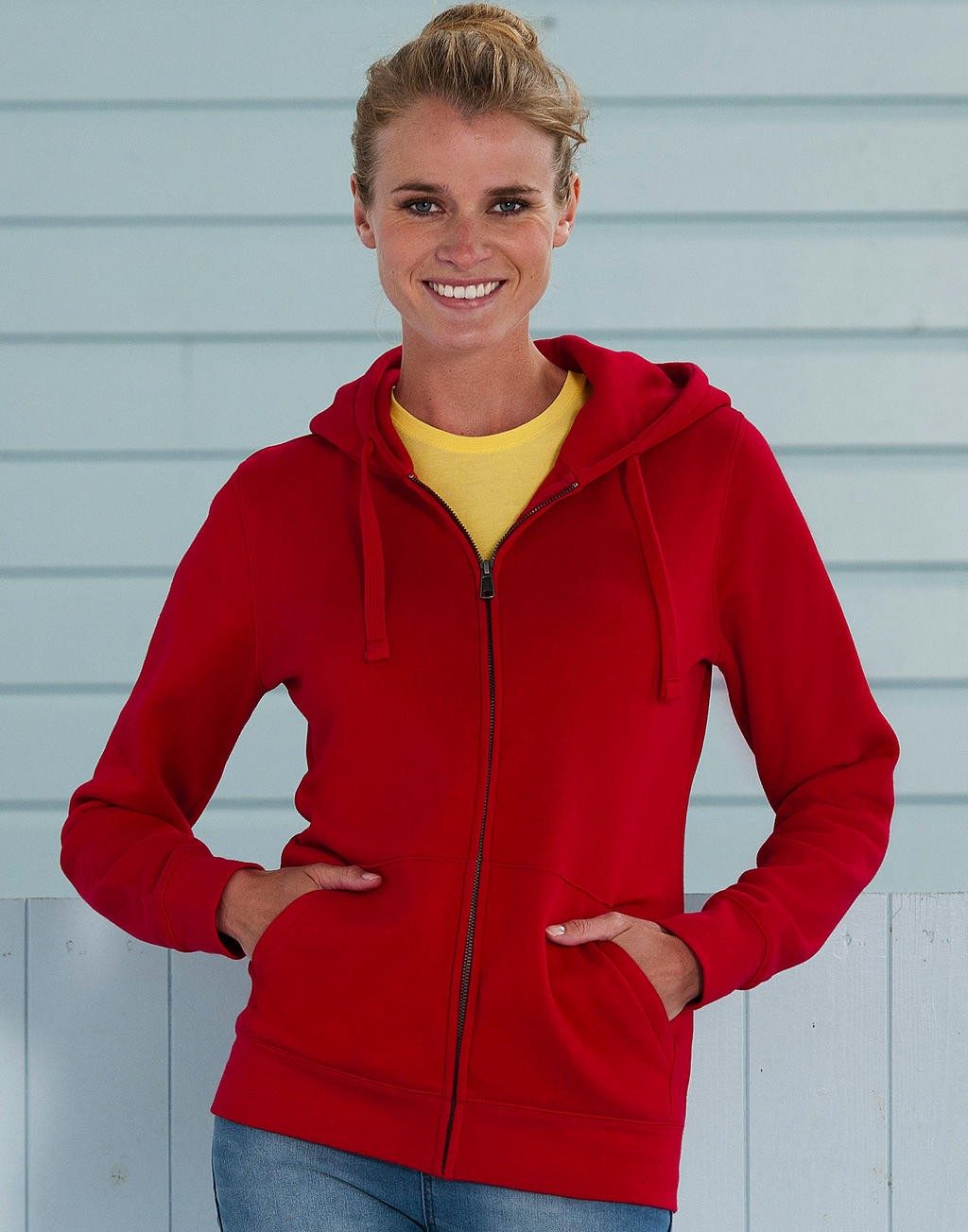 Sweat publicitaire femme à fermeture Authentic 280 g/m² 80% coton ringspun peigné, 20% polyester (tissu triple épaisseur)