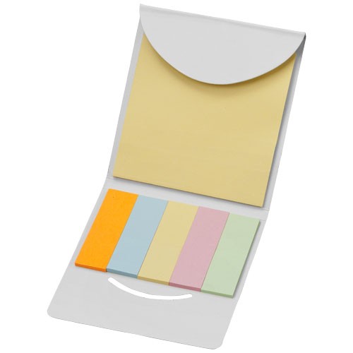 Mini bloc publicitaire mémos Accent Deluxe Mémos autocollants grands (7.5 x 7.5 cm)  de couleur jaune et des mini mémos (5 x 1.5