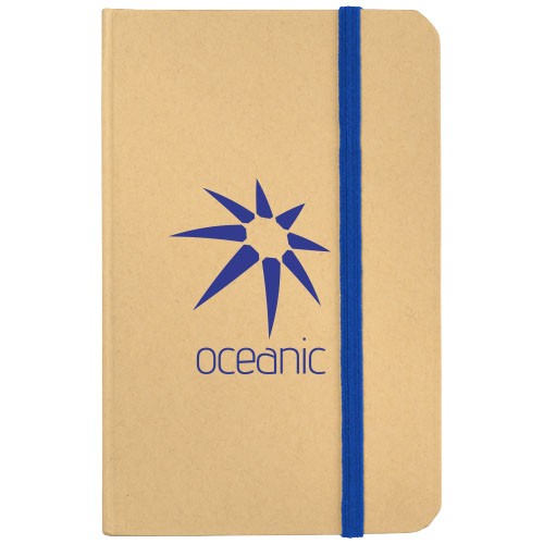 Calepin personnalisable Dictum papier blanc (70 g/m²)  avec fermeture élastique.  Carton.