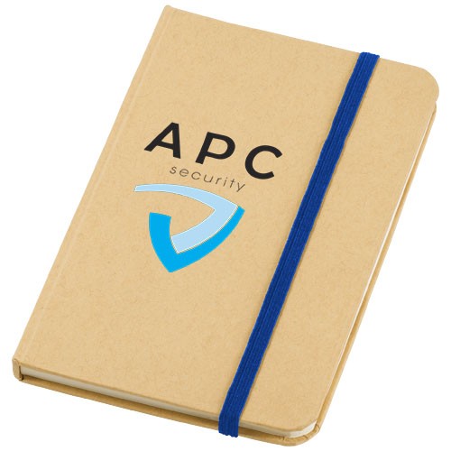 Calepin personnalisé Dictum papier blanc (70 g/m²)  avec fermeture élastique.  Carton.