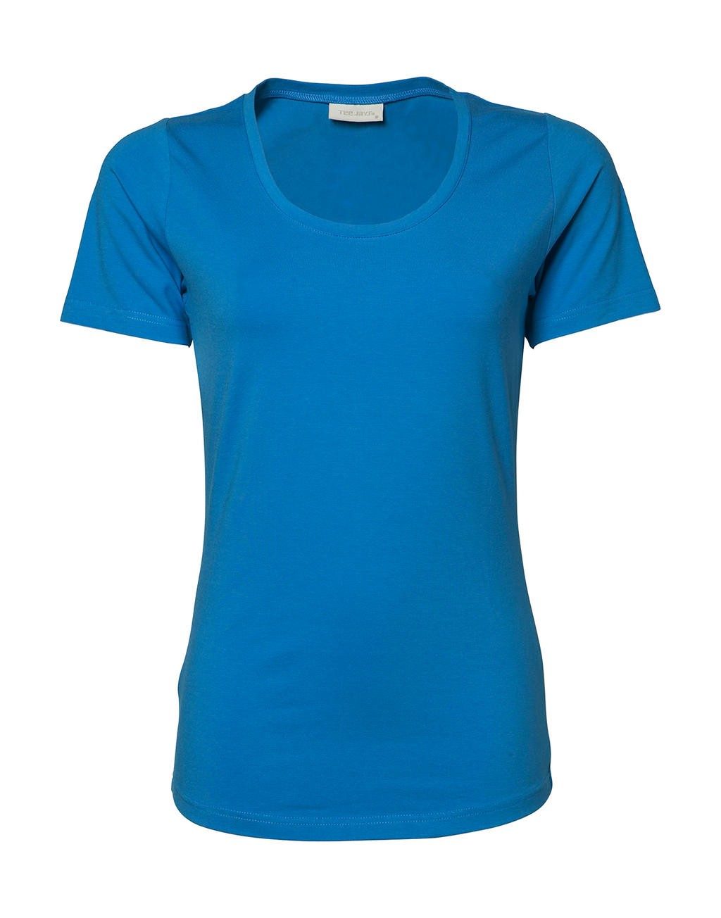 T-shirt personalizzata celeste da donna Stretch 90% cotone pettinato filato ad anelli, 10% elastan, elastan di qualità P da 195 g/m²