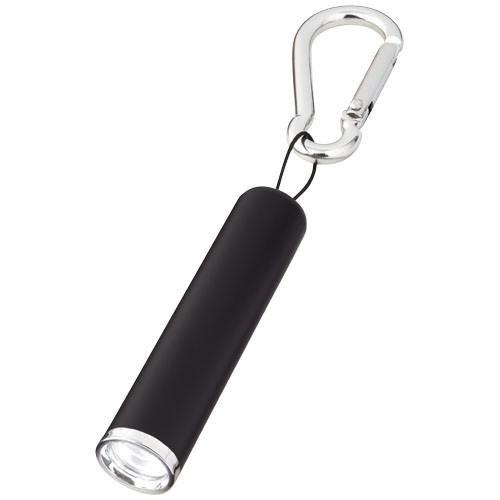 Customizable Ostra lamp carabiner with on/off switch, anodized body. Includes batteries.