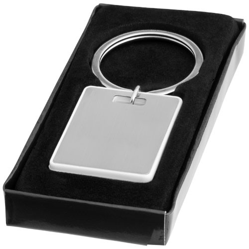 Donato advertising keyring with colored edge. In black gift box. Aluminum.