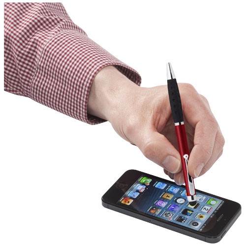 Bolígrafo Ziggy personalizado con mecanismo giratorio y función stylus. El plastico.