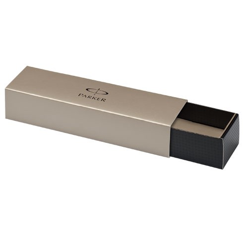 Stylo publicité à bille Parker IM Présentation dans coffret cadeau Parker. Livré avec recharge de stylo à bille QuinkFlow breve