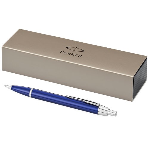 Stylo publicité à bille Parker IM Présentation dans coffret cadeau Parker. Livré avec recharge de stylo à bille QuinkFlow breve