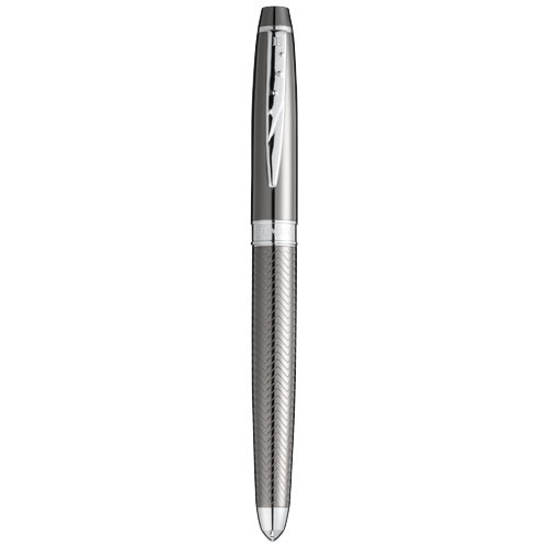 Parure personnalisée de stylos comprenant un stylo à bille et un stylo roller avec cartouche d'encre noire.