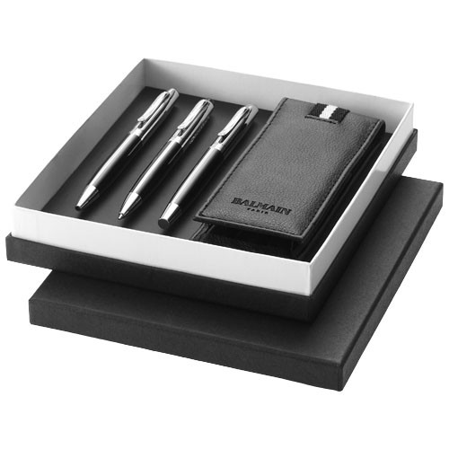 Parure personnalisable de stylos au design exclusif avec un stylo mécanique, un stylo roller, un stylo à bille et pochette coor