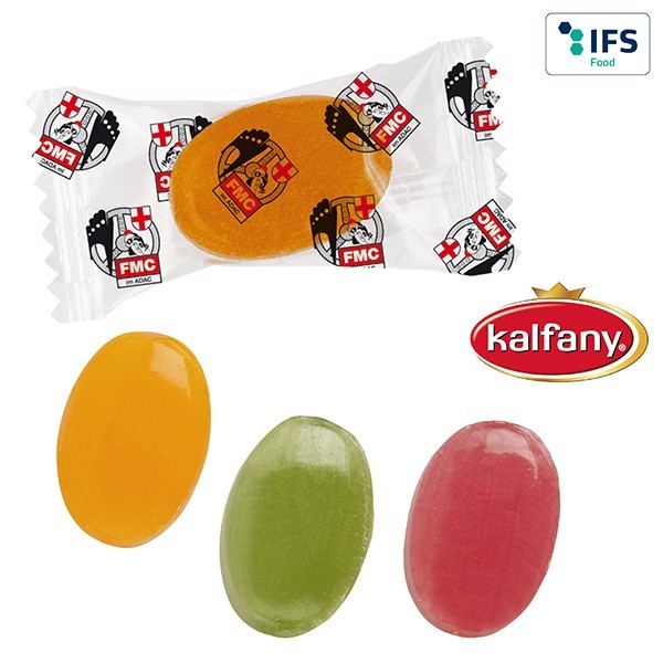 Annoncéieren Bonbons am transparenten oder wäisse Flowpack (matt / glänzend Laminéierung).