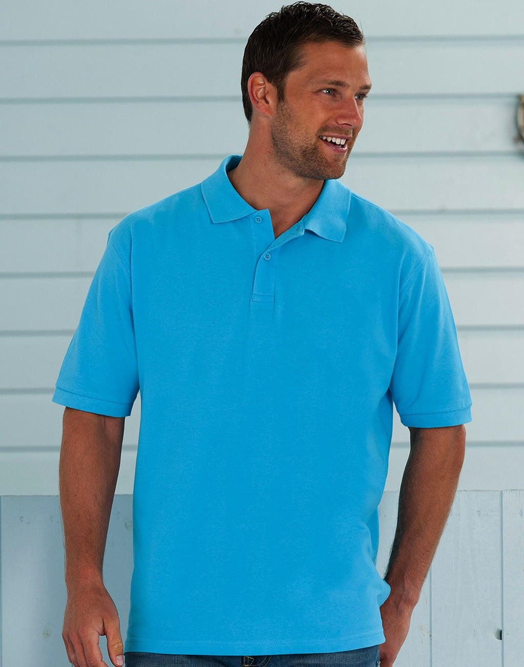 Chemise polo publicité piqué 200 g/m² (White: 195 g/m²)  100% coton peigné (Light Oxford: 93% coton, 7% polyester)  bande de pr