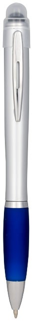 Stylo à bille lumineux Nash avec corps silver et grip de couleur