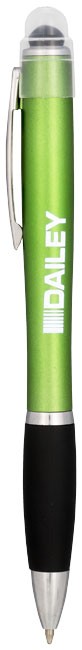 Stylo à bille lumineux Nash avec corps de couleur et grip noir