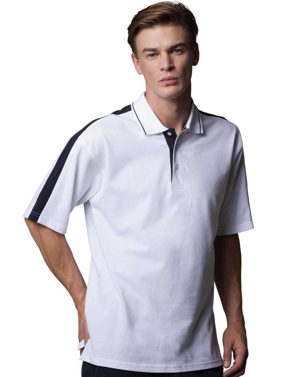 Polo publicitaire Sporting 210 g/m² 100% coton large bande contrastée sur les épaules