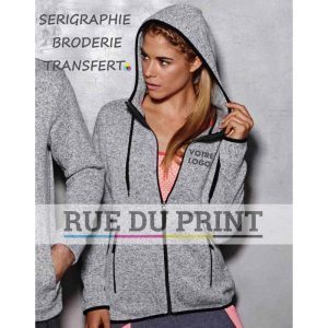 Veste publicité femme Active Knit 270 g/m²  100% polyester (polaire tricolé)  tricot