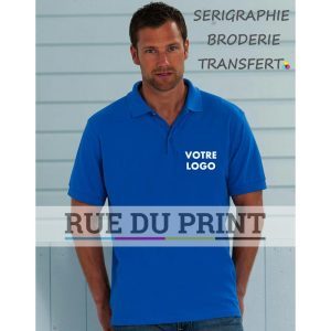 Bedre reklamepolo til mænd 215 g/m² (hvid: 210 g/m²) 100 % kæmmet bomuld, ringspundet pique-ribkrave og ærmekanter