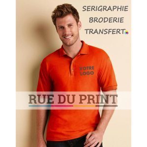 Polo publicité homme DryBlend 185- 190g/m2 50% Coton, 50% Polyester col galbé étiquette transfert à chaud