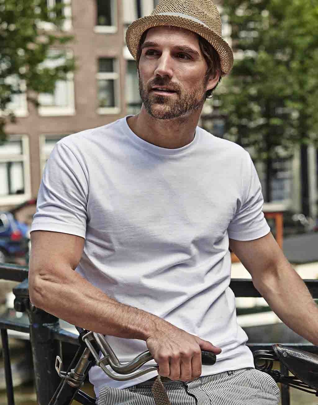 Tee-shirt personnalisable blanc profil homme Fashion 100% coton peigné ringspun, 185 g/m²  coton longues fibres  coton prérétréc