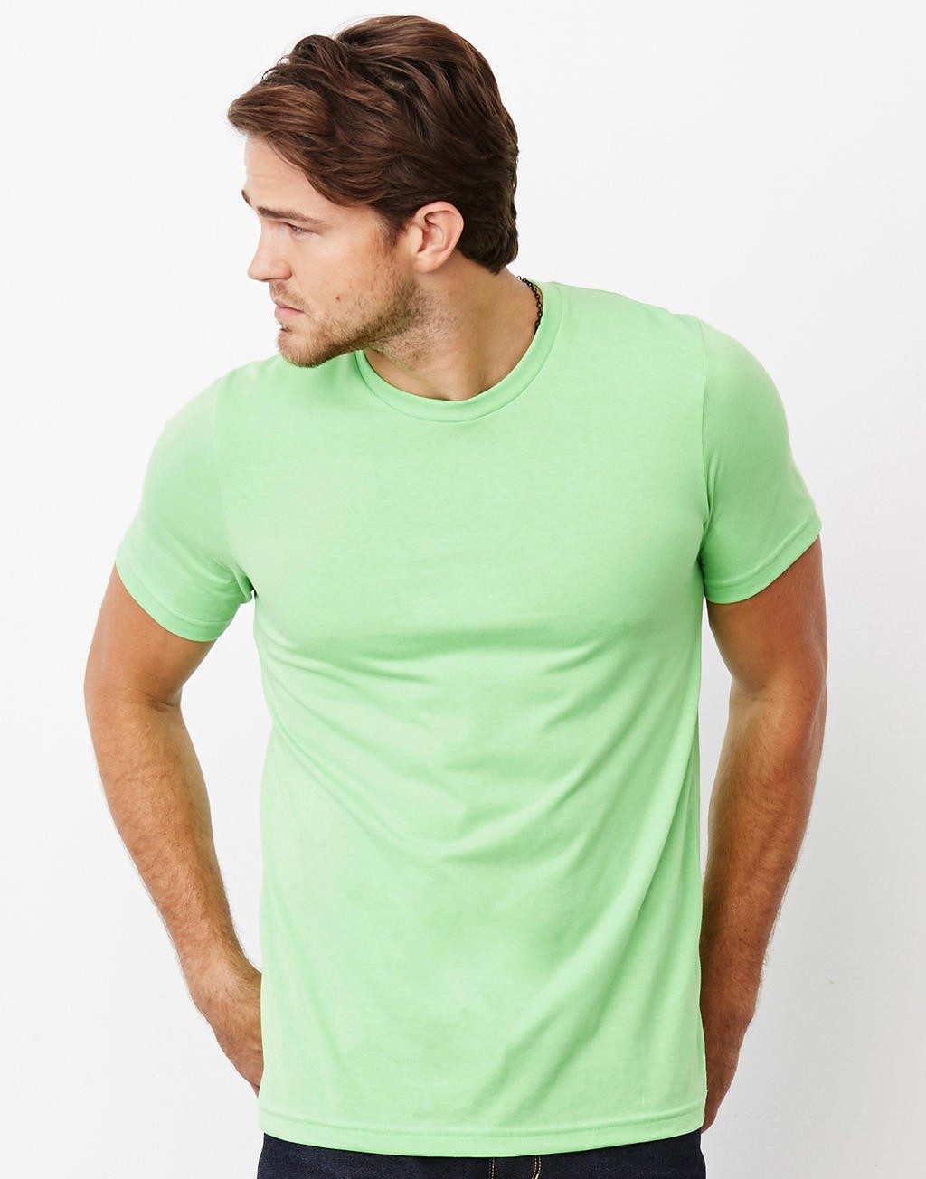 Tee-shirt publicité vert claire profil Unisex Poly 52% coton peigné ringspun, 48% polyester, 145 g/m²  couleurs Marble: 50% poly
