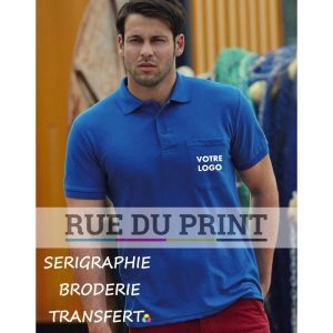 Polo publicité avec Pocket 180 g/m² (White: 170 g/m²) 65% polyester, 35% coton poche poitrine