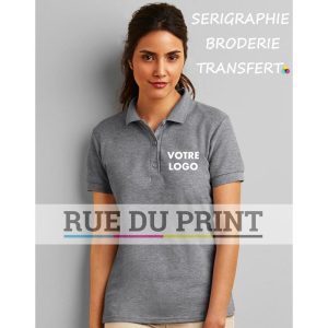 Polo publicité double piqué femme Premium Cotton 220 g/m² (White: 211 g/m²) 100% coton peigné ringspun Sport Grey: 90% coton p