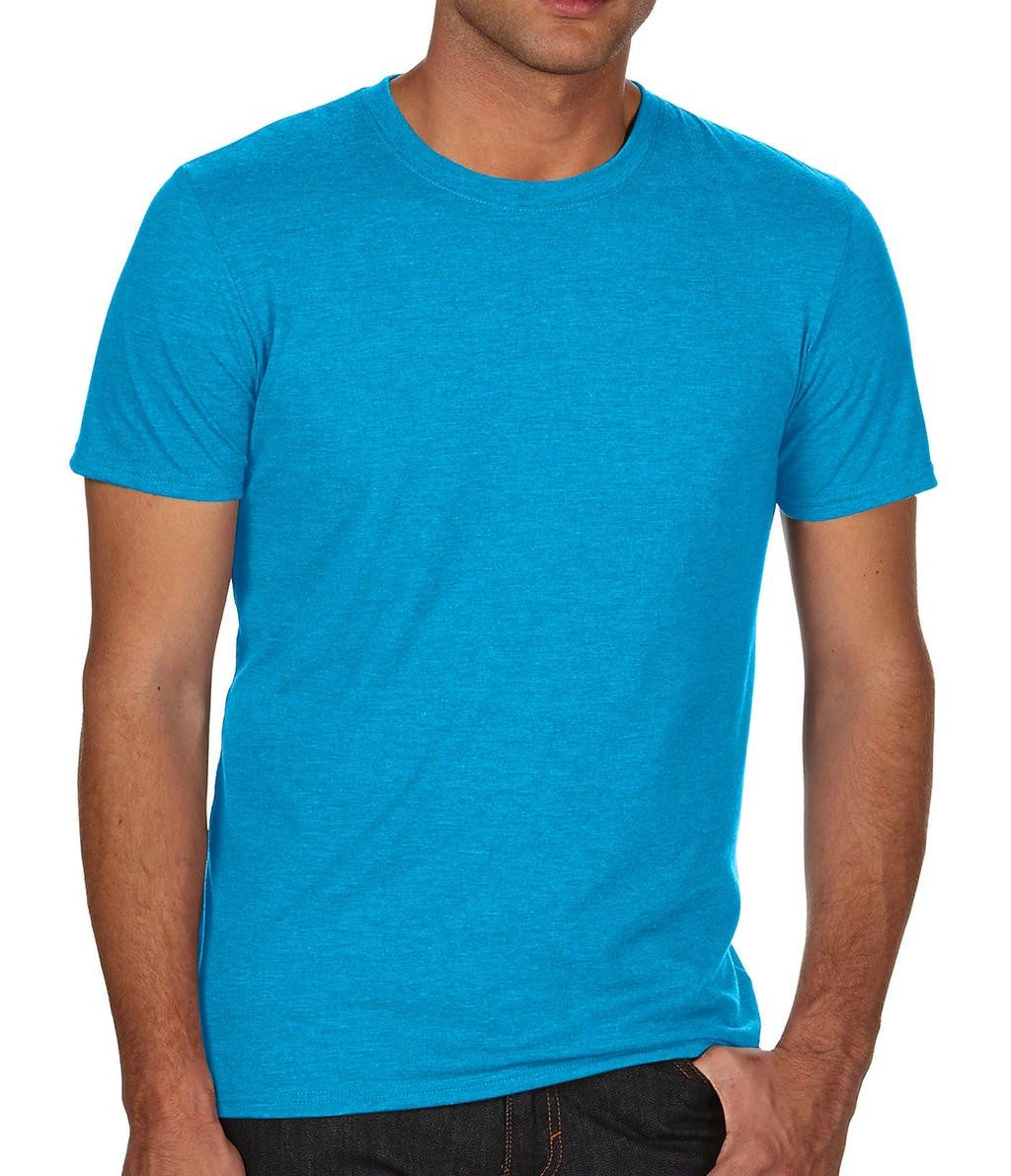 Tee-shirt publicitaire bleu caraïbe face adulte Tri-Blend 50% polyester, 25% coton peigné ringspun, 25% rayon, 159 g/m²  bande d