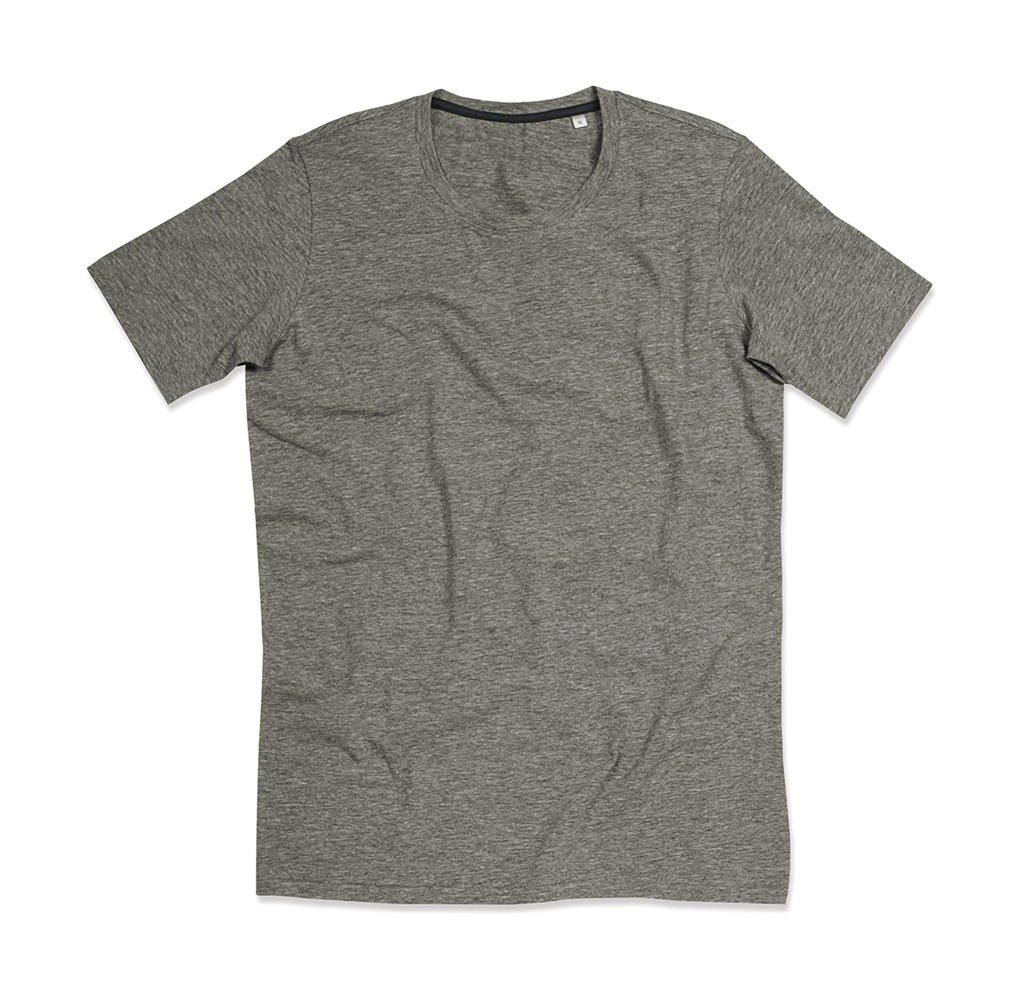 Tee-shirt personnalisable gris face ras de cou Clive 95% coton ringspun peigné, 5% élasthanne, 170 g/m² bord côte au col bande