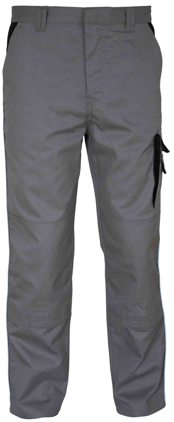 Personliga kontrastbyxor 65 % kammad bomull, 35 % polyester, 300 g/m² justerbar midja med tryckknappar och dragkedja